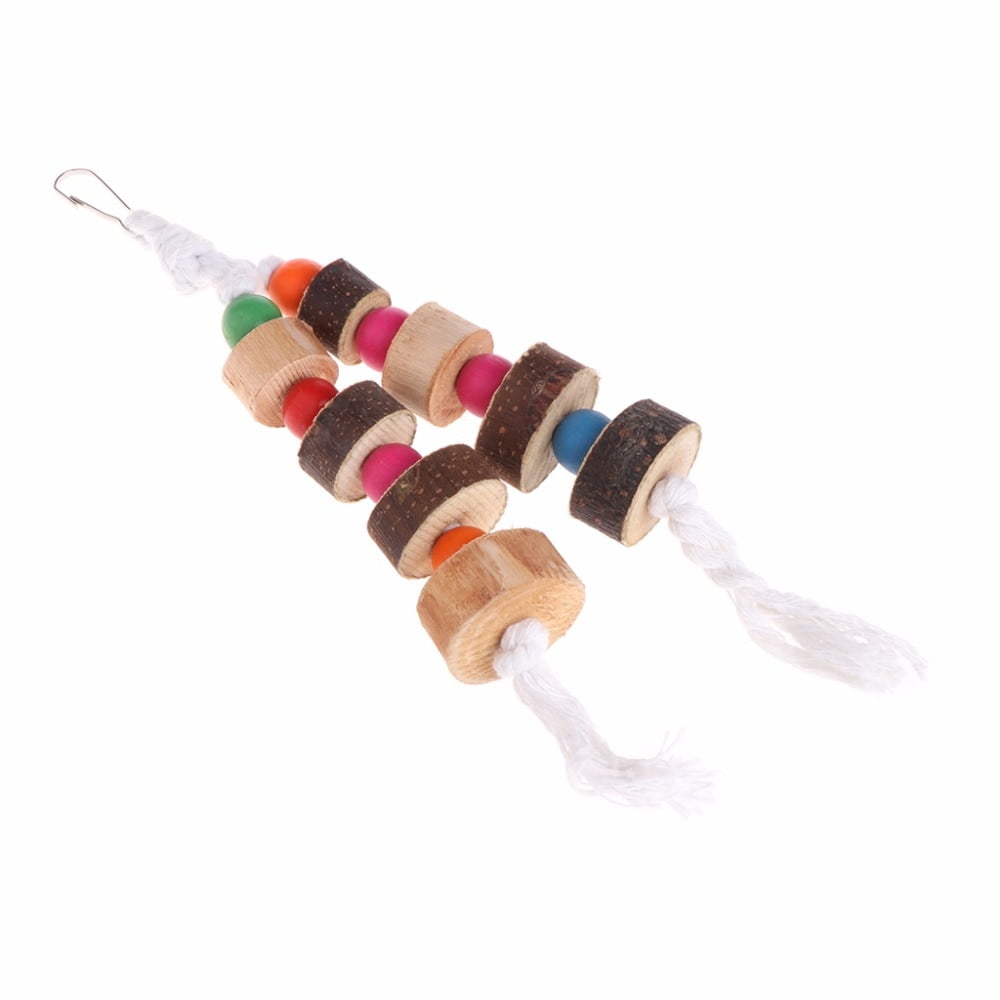 1 Piece Natural Wooden Birds Parrot Colorful Toys Chew Bite Hanging Cage Balls Ropes Garden Ornament Pet Supplies - Image 2