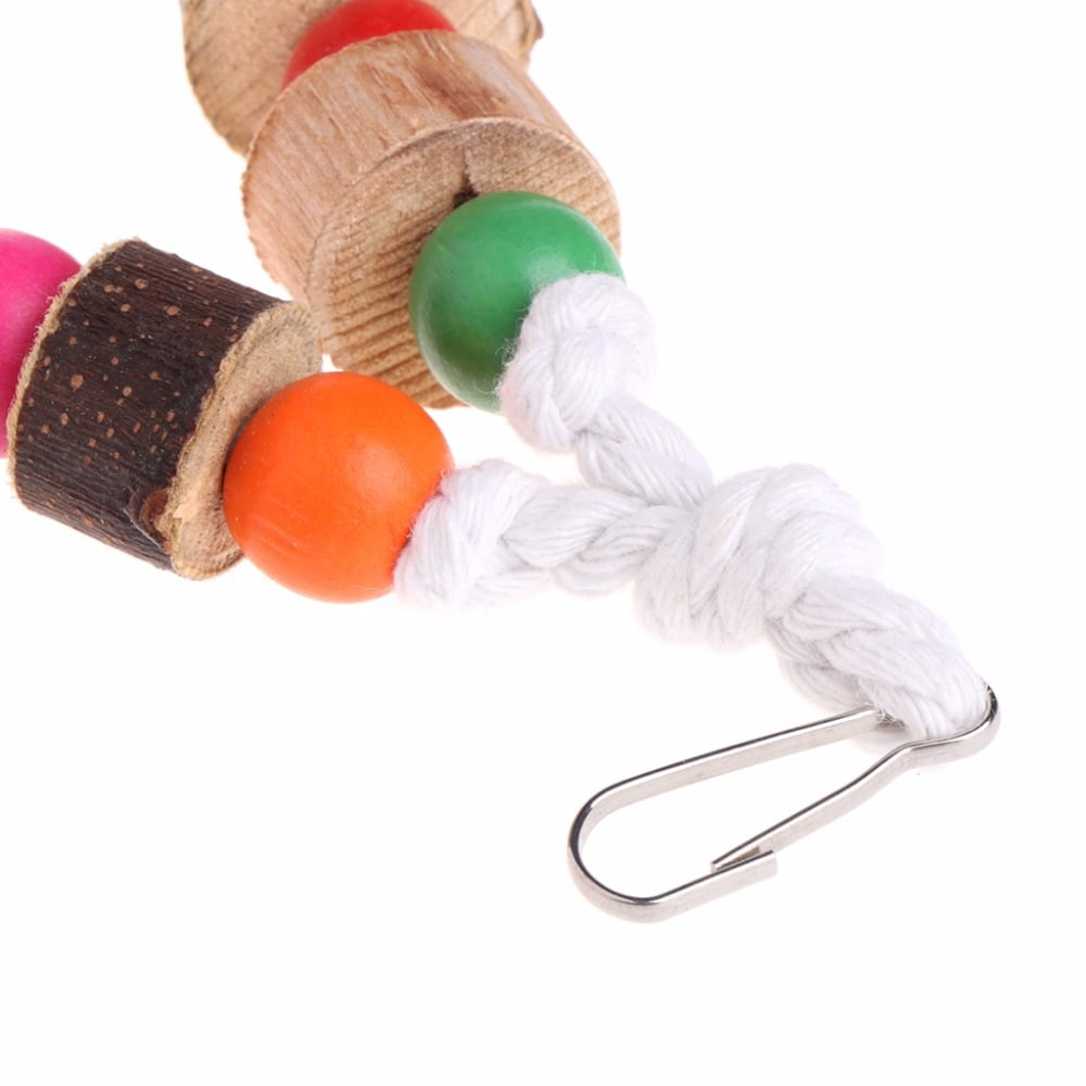 1 Piece Natural Wooden Birds Parrot Colorful Toys Chew Bite Hanging Cage Balls Ropes Garden Ornament Pet Supplies - Image 3