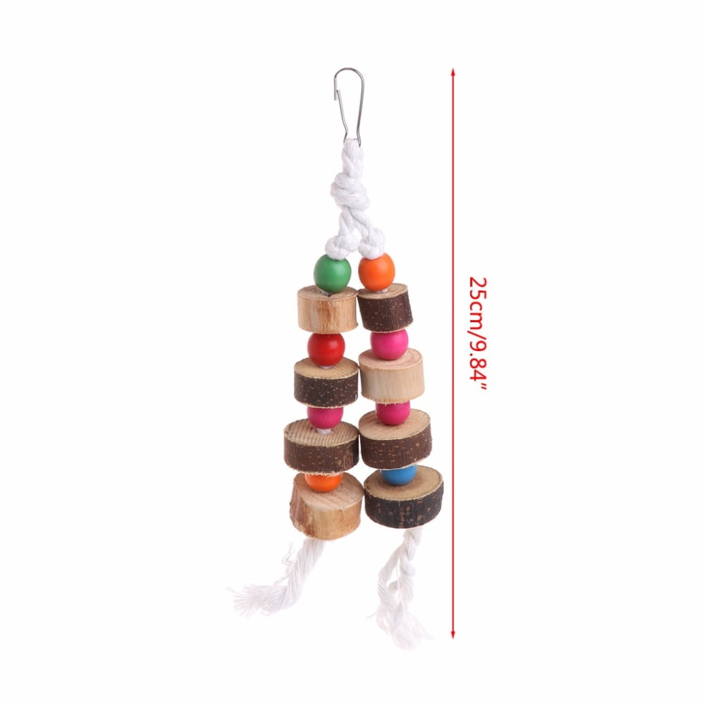 1 Piece Natural Wooden Birds Parrot Colorful Toys Chew Bite Hanging Cage Balls Ropes Garden Ornament Pet Supplies - Image 6
