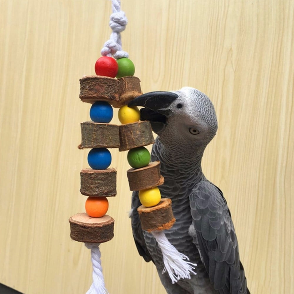 1 Piece Natural Wooden Birds Parrot Colorful Toys Chew...