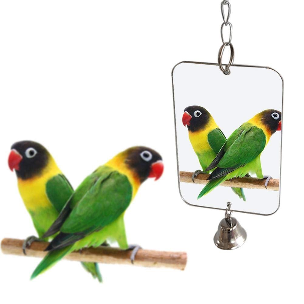 1Pc Parrot Bird Parakeet Hanging Mirror Bell Play Toy Cage Decoration Pet Supplies - Image 2