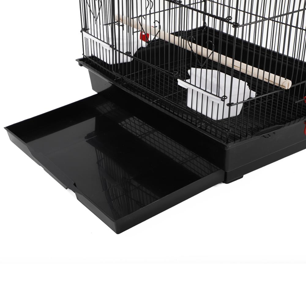 37" Bird Parrot Cage Canary Parakeet Cockatiel LoveBird Finch Bird Cage with Wood Perches & Food Cups Black - Image 5