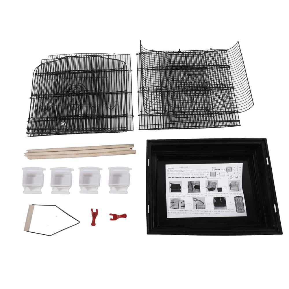 37" Bird Parrot Cage Canary Parakeet Cockatiel LoveBird Finch Bird Cage with Wood Perches & Food Cups Black - Image 6