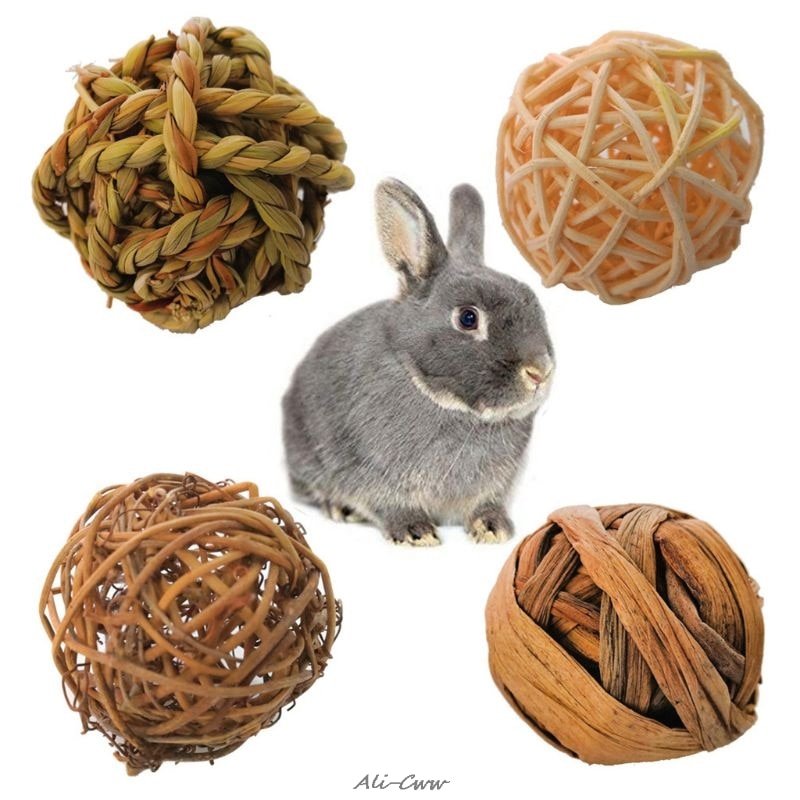 4Pcs Natural Small Animal Activity Chew Toys Rabbits...