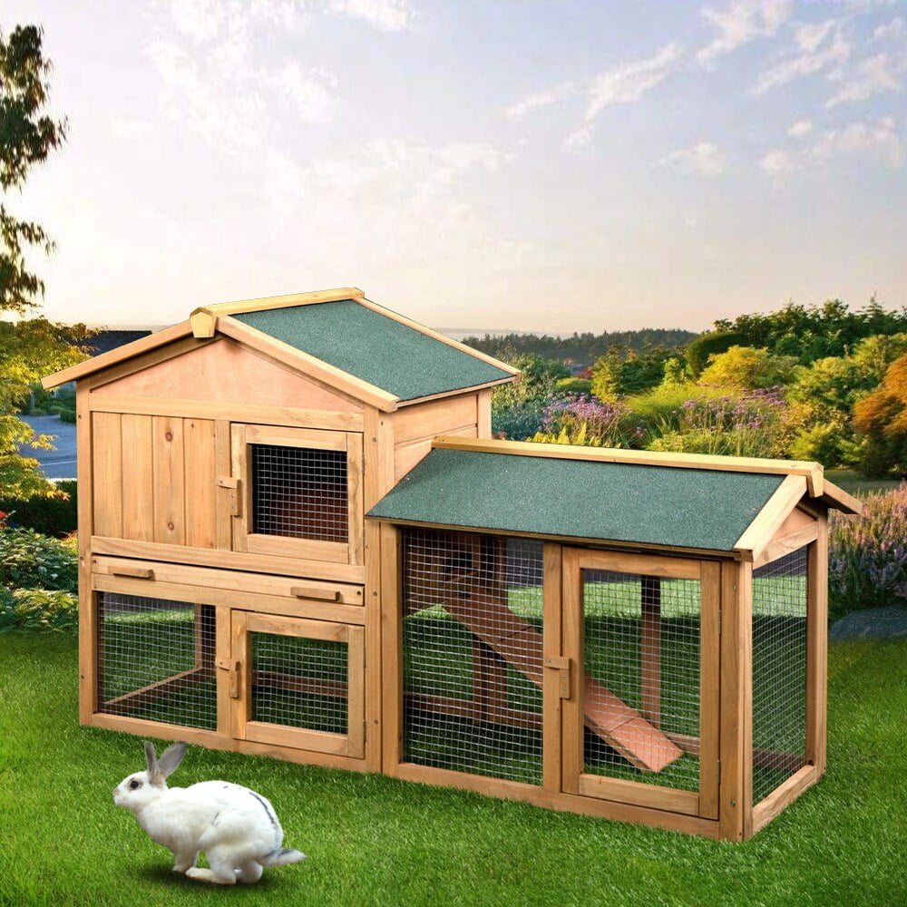 61″ Wooden Chicken Coop Hen House Large 2 Layer...