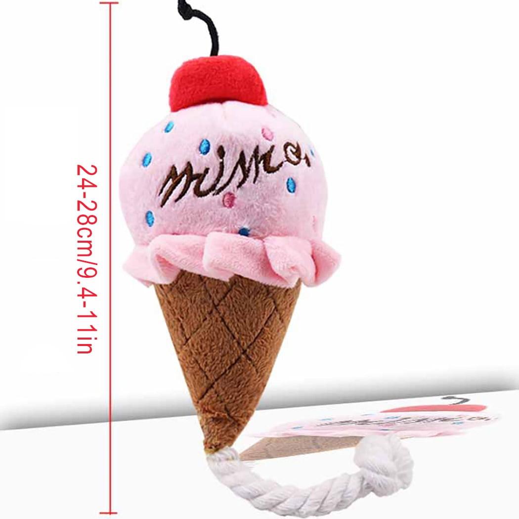 Animals Cartoon Dog Toys Stuffed Squeaking Pet Toy Cute Plush Puzzle For Dogs Cat Chew Squeaker Squeaky Toy For Pet Ice Cream - Image 2