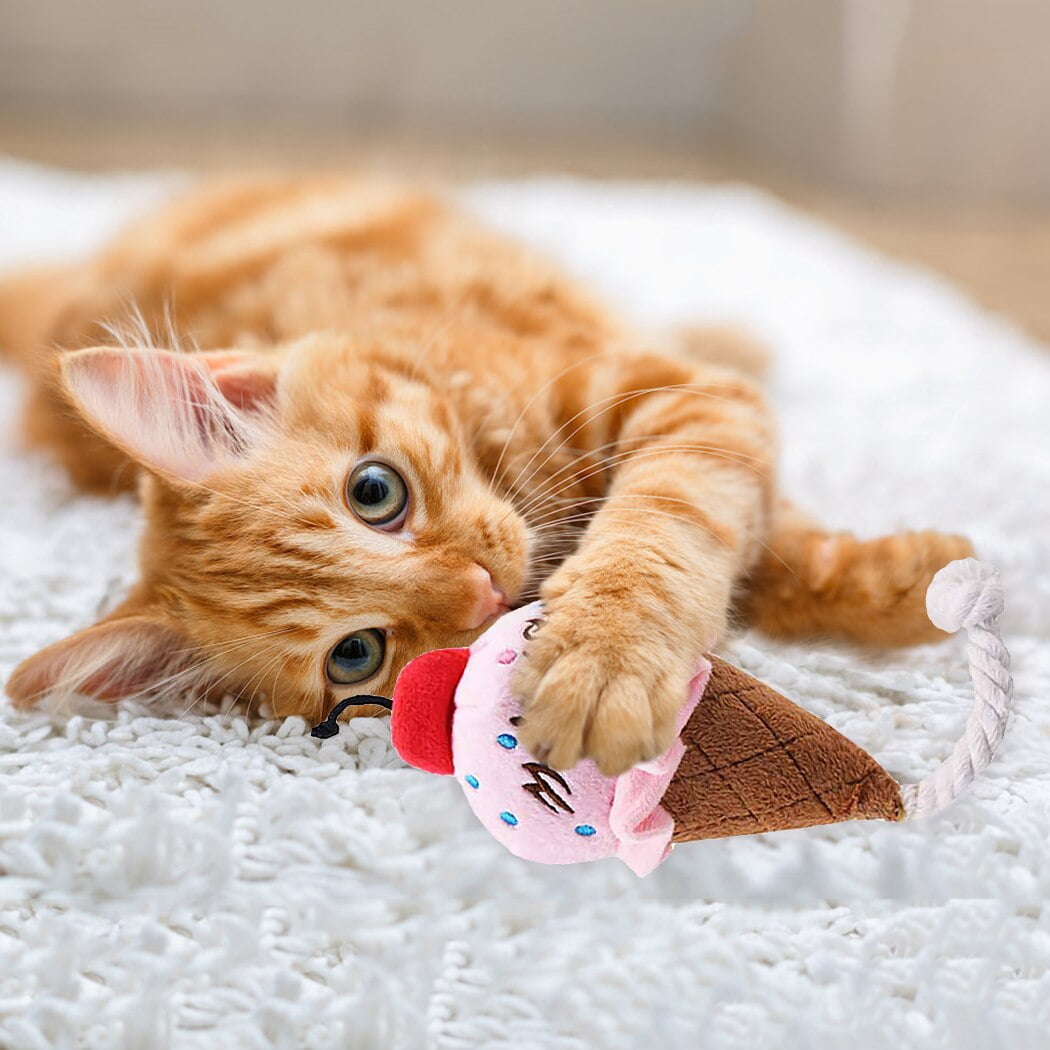 Animals Cartoon Dog Toys Stuffed Squeaking Pet Toy Cute Plush Puzzle For Dogs Cat Chew Squeaker Squeaky Toy For Pet Ice Cream - Image 3