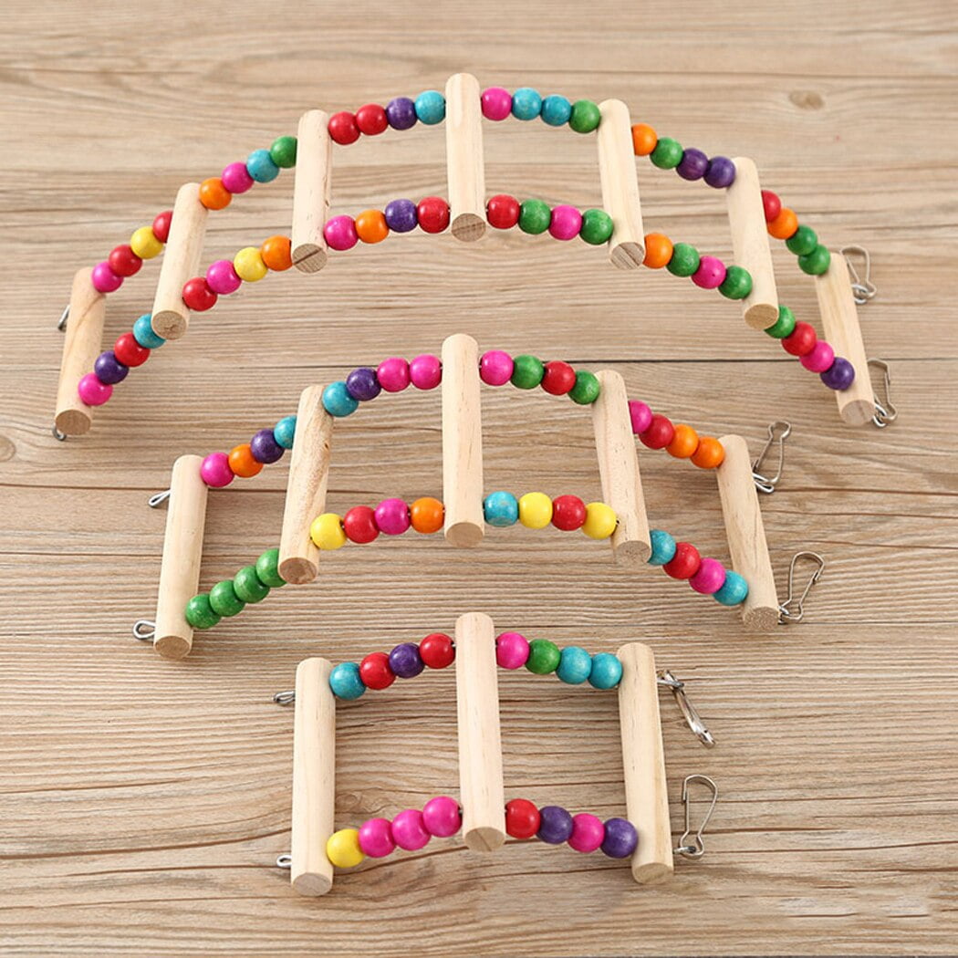 Bird Ladder Toy Creative Funny Colorful Bead Design Wooden Parrot Chew Toy Bird Swing Toy Small Animal Funny Favor Toy - Image 2