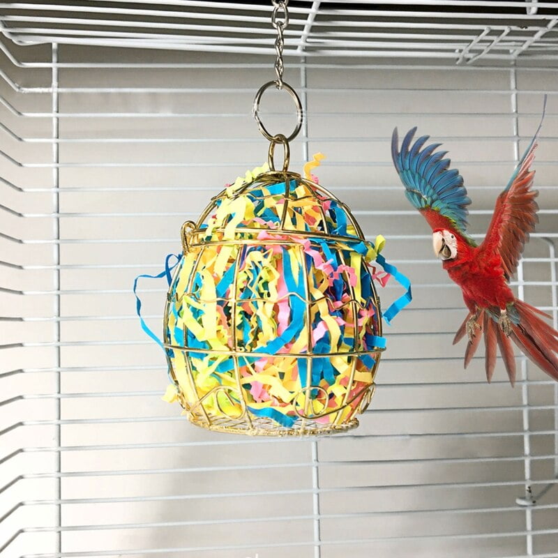 Bird Shredder Toys Stainless Steel Cage Feeder Foraging Parrot Millet Container GXMA - Image 5