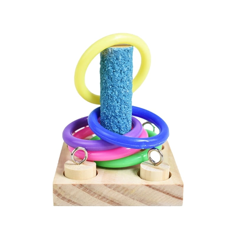 Birds Parrot Wooden Platform Plastic Rings Intelligence Training Chew Puzzle Toy Block Pet Educational Gifts - Image 3