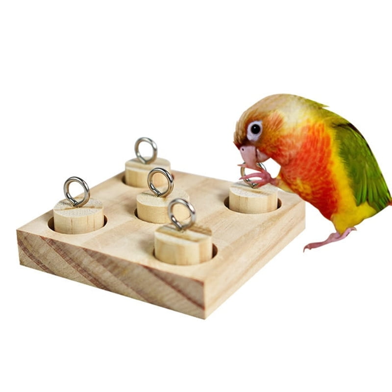 Birds Parrot Wooden Platform Plastic Rings Intelligence Training Chew Puzzle Toy Block Pet Educational Gifts - Image 6