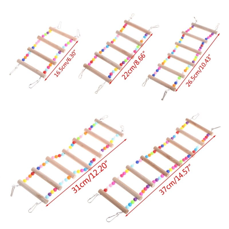 Birds Pets Parrots Ladders Climbing Toy Hanging Colorful Balls With Natural Wood Parrot Toys for Conures Parakeets Cockatiels - Image 2