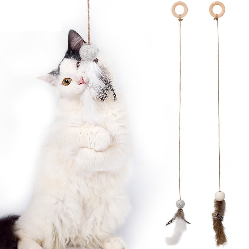 Cat Feather Chew Toys Felt Teaser Pet Kitten Tracing Molar Playing Feather Toys with Bells for Solving Boredom Cat Playing Toys - Image 3
