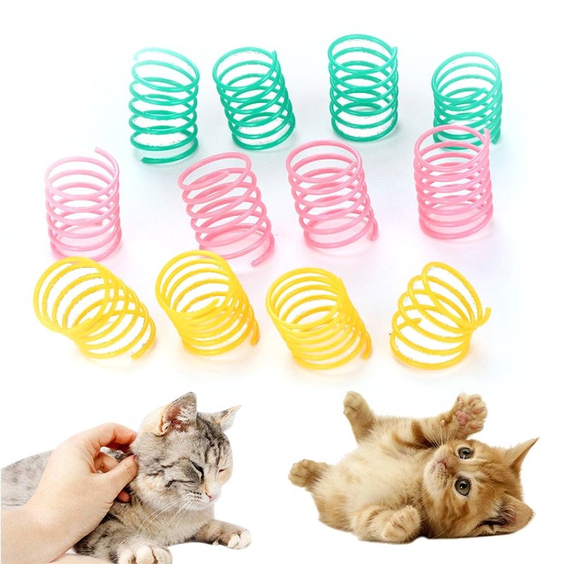 Cat Toy Pet Rainbow Ball Spring Prison Cage Mouse Telescopic Wire Interactive Stick Bell Feather Play Toy Dog Color Pet Supplies - Image 3