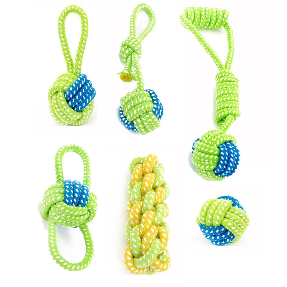 Cotton Linen Dog Rope Toy Knot Puppy Chew Teething...