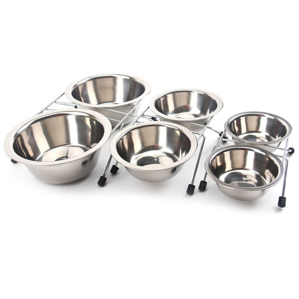 Dog Bowl Stainless Steel Pet Dog Cat Double Bowls Iron Stand Food Water Dishes Feeder Pet Supplies Comida Mascotas - Image 2