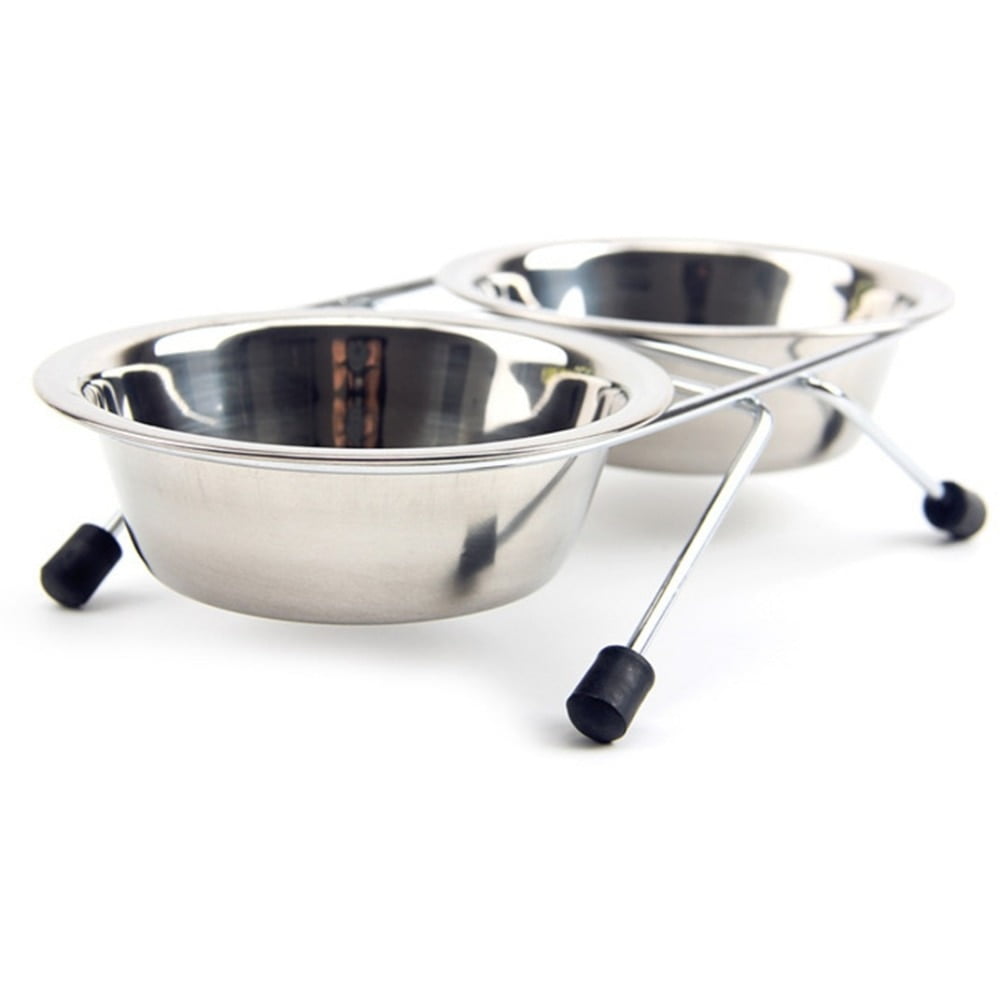 Dog Bowl Stainless Steel Pet Dog Cat Double Bowls Iron Stand Food Water Dishes Feeder Pet Supplies Comida Mascotas - Image 3