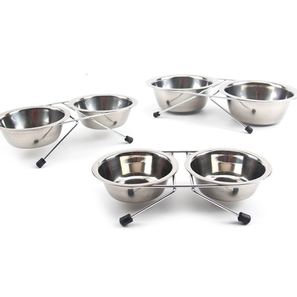 Dog Bowl Stainless Steel Pet Dog Cat Double Bowls Iron Stand Food Water Dishes Feeder Pet Supplies Comida Mascotas - Image 6