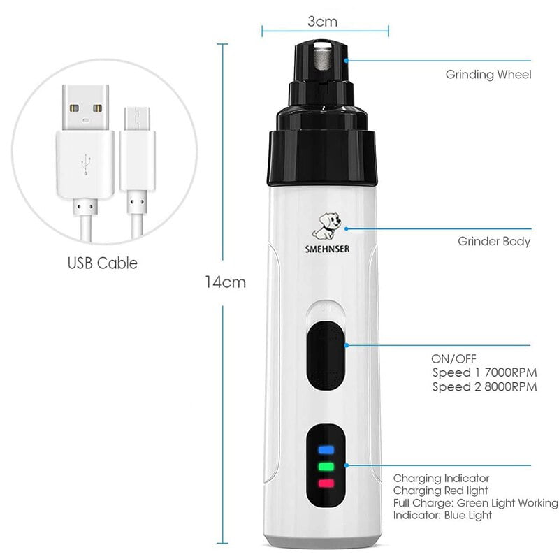 Dog Nail Clippers Dog Nail Grinder Rechargeable USB Animal Clipper For Pet Dog Cat Nail Grooming Trimmer Low Noise - Image 5