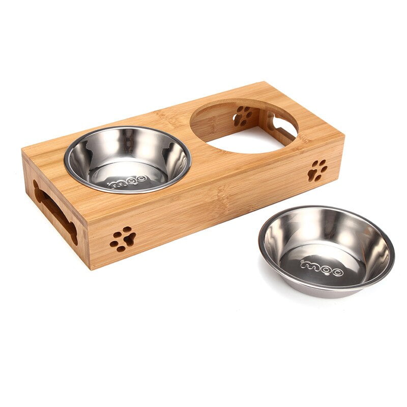 Double Single Dog Bowls for Pet Puppy Stainless Steel Bamboo Rack Food Water Bowl Feeder Pet Cats Feeding Dishes Dogs Drink Bowl - Image 5