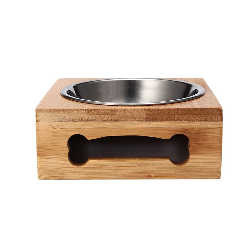 Double Single Dog Bowls for Pet Puppy Stainless Steel Bamboo Rack Food Water Bowl Feeder Pet Cats Feeding Dishes Dogs Drink Bowl - Image 4