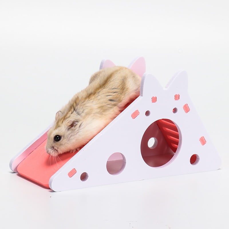 Hamster Hideout Cute Hamster Exercise Toy Wooden Hamster House with Ladder Slide for Guinea Pig Hamster Accessories Hamster Cage - Image 3
