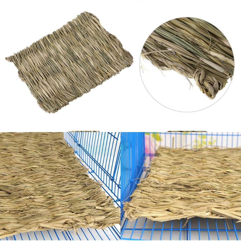 Natural Grass Hamster Bed Mat Rabbit Grass Mat Nest Cage Safe Chew Toy For Guinea Pig Rabbit Woven Bed Pets House - Image 5