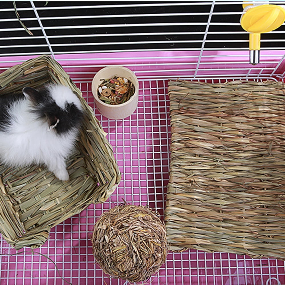 Natural Grass Hamster Bed Mat Rabbit Grass Mat Nest Cage Safe Chew Toy For Guinea Pig Rabbit Woven Bed Pets House - Image 6
