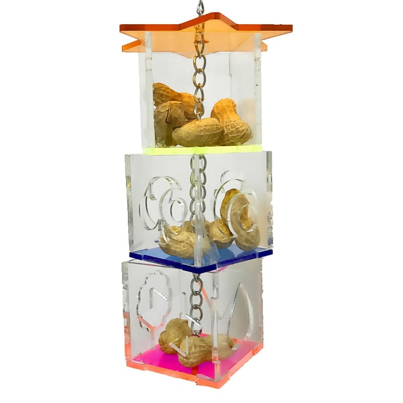 Parrot Hanging Toy 3 Layer Transparent Food Feeder Holder Hanging Forage Star Shaped Box Cage Chewing Feeding Toys - Image 3