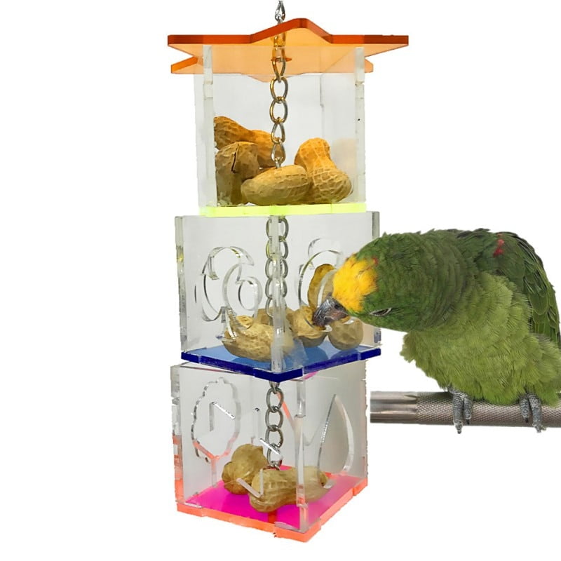 Parrot Hanging Toy 3 Layer Transparent Food Feeder Holder Hanging Forage Star Shaped Box Cage Chewing Feeding Toys - Image 4
