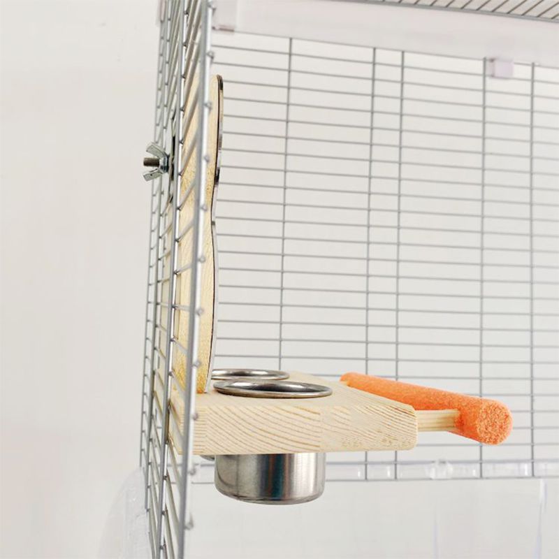 Parrots Mirror Play Stand Birds Wooden Toys Perch Playgym with Feeder Cups Bowls 11UA - Image 6