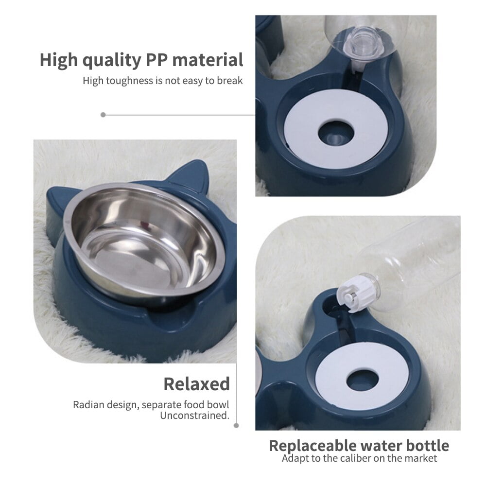 Pet Cat Bowl Automatic Feeders Dog Cat Stainless Steel Food Bowl With Water Dispenser Drinking Rack With Pet Supplies - Image 5