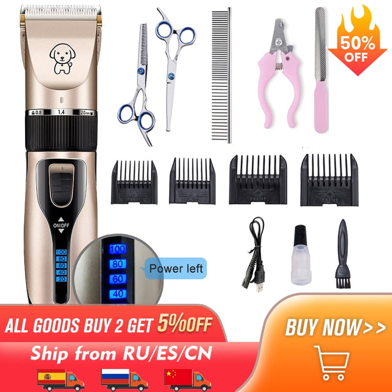 Pet Cat Dog clippers professional Dogs grooming clipper groomer kit USB Rechargeable Low-noise Pets Hair Trimmer Display battery - Image 6
