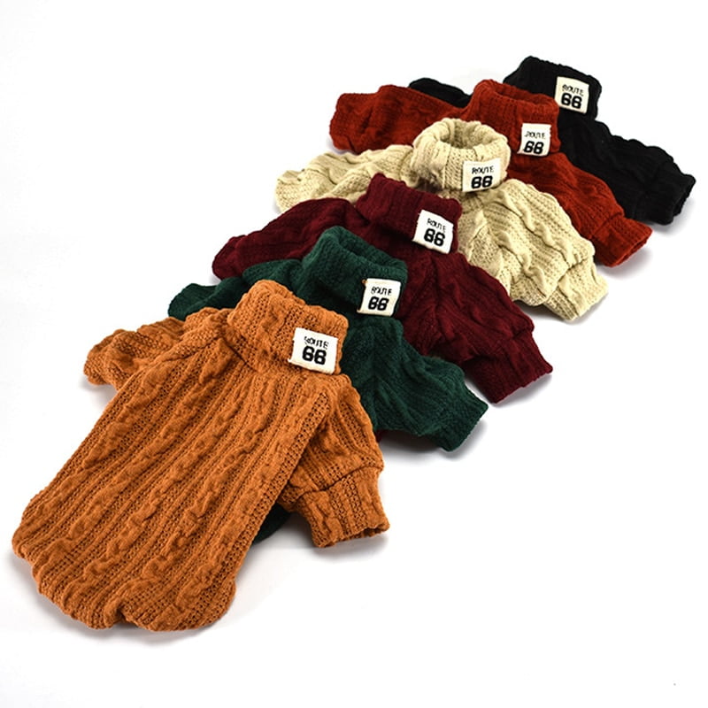 Pet Dog Cat Turtleneck Sweater Winter Warm Knitted...