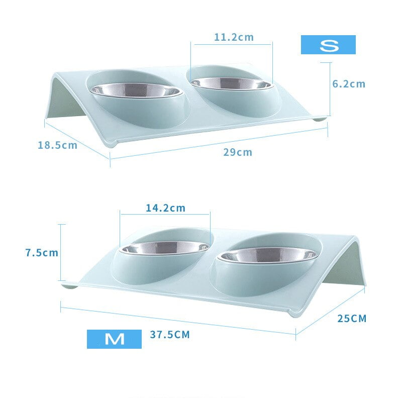 Pet Double Bowls Food Water Feeder Stainless Steel Cat Food Bowl for Dog Puppy Cats Pets Supplies Feeding Dishes S/M - Image 2