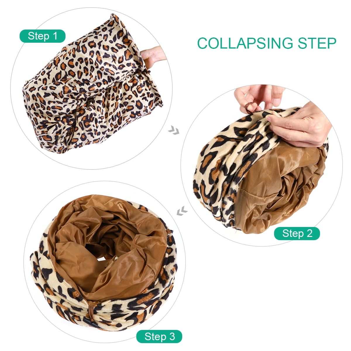 Pet Tunnel Leopard Print Pet Rabbit Play Tunnel Collapsible Tunnel Space-Saving Nontoxic Toys for Dogs Cat Rabbits 120x250 cm - Image 5