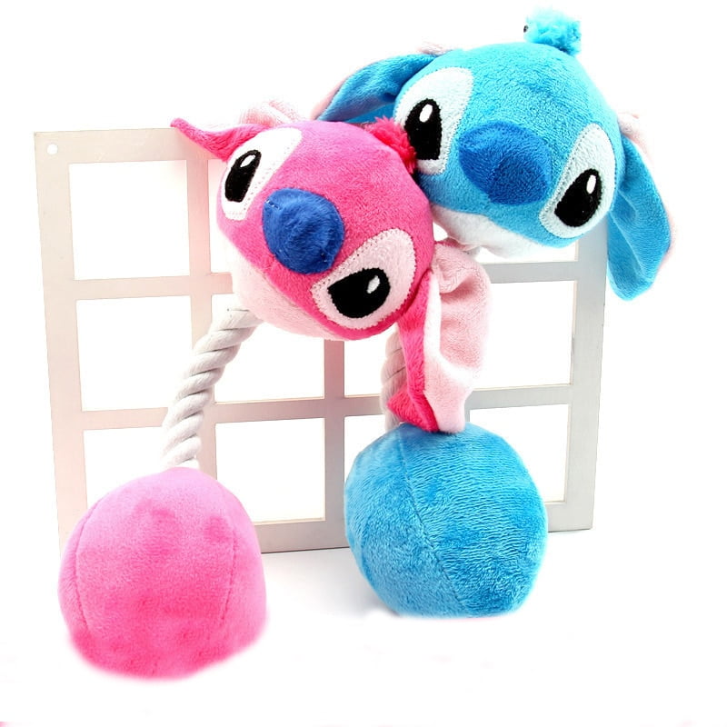 Plush Animal Shape Puppy Dog Rope Knot Toy Chew Squeak...