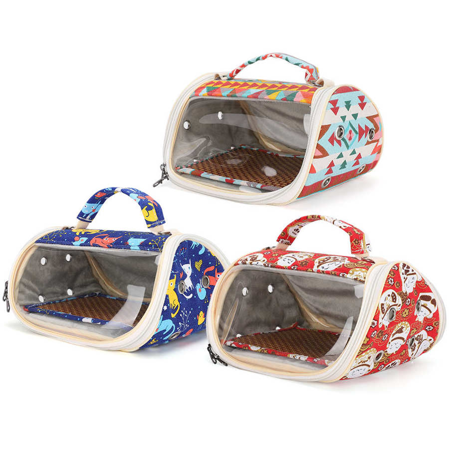 Portable Hamster Bag Carrier Hamster Transparent Bag Bird Squirrel Sugar Gliders Totoro Outdoor Travel Visible Portable Carrier - Image 4