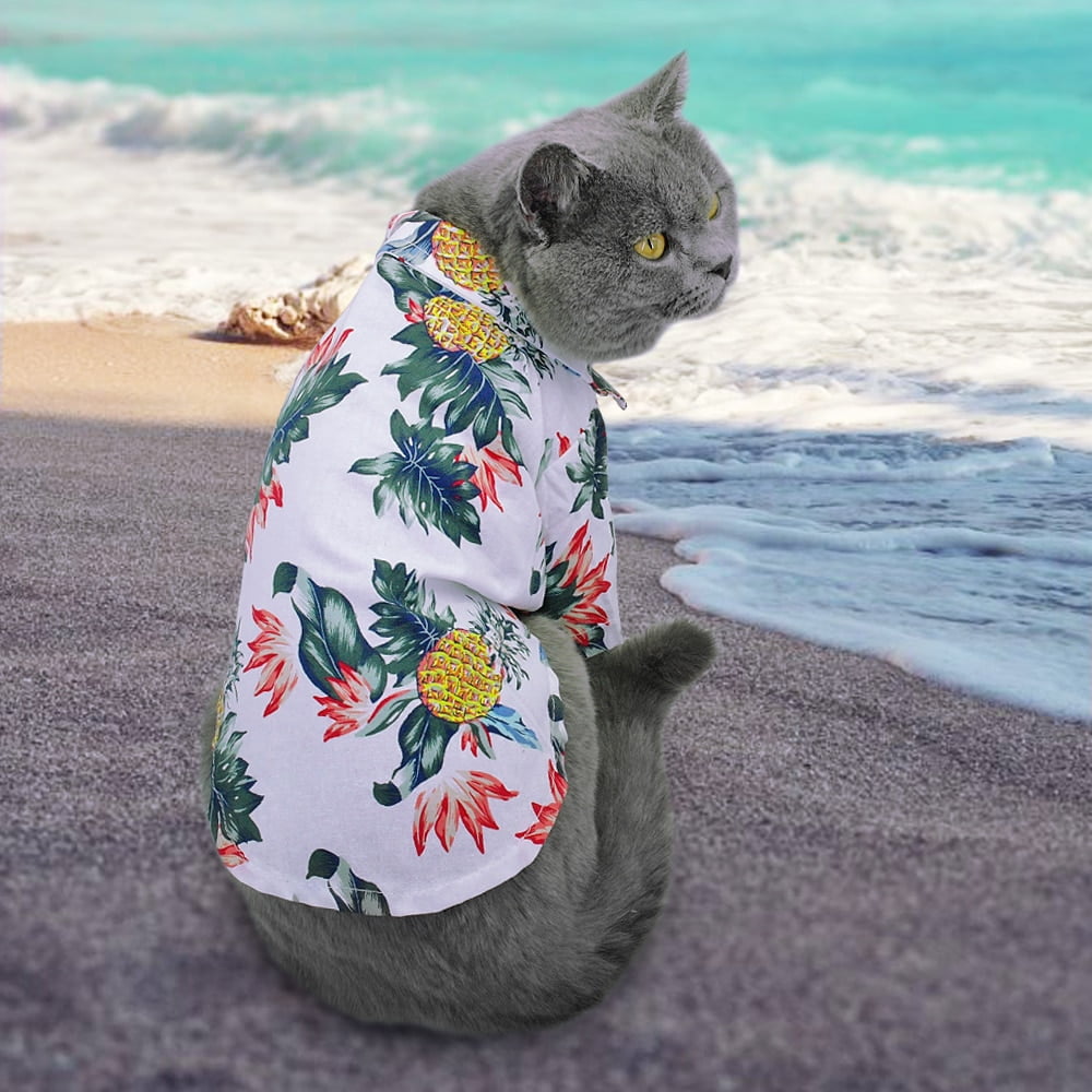 Summer Pet Cat Clothes Outfit Hawaii Beach Casual Pets Kitten Shirt Costume Cats Clothing Coat For Cats Small Medium Dogs - Image 6