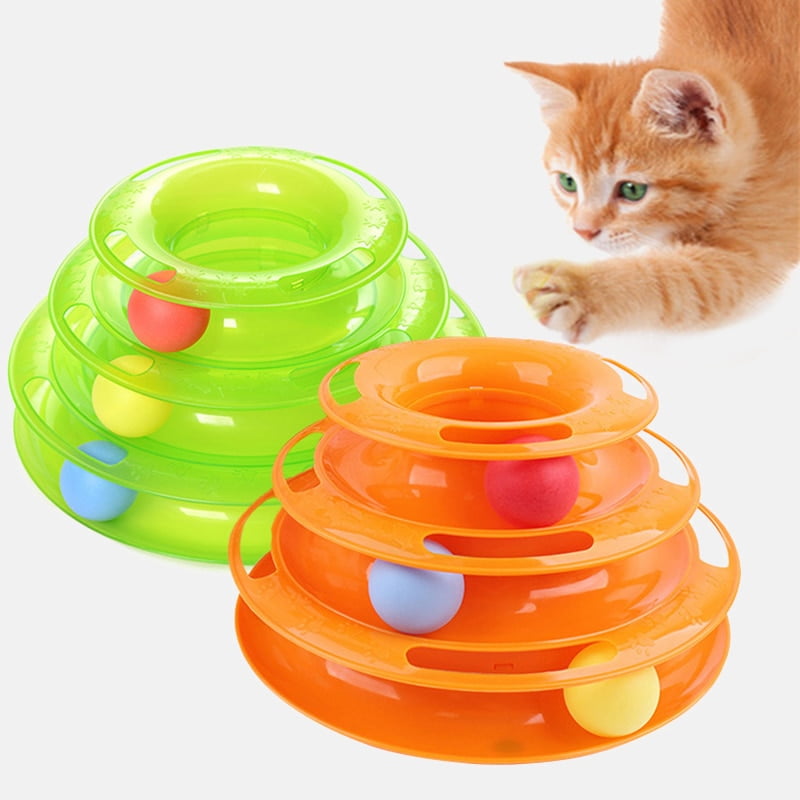 Three Levels Pet Cat Toy Training Amusement Plate Kitten Tower Tracks Disc Cat Intelligence Amusement Triple Disc tumblers - Image 2