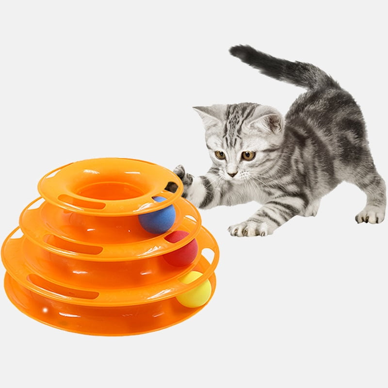 Three Levels Pet Cat Toy Training Amusement Plate Kitten Tower Tracks Disc Cat Intelligence Amusement Triple Disc tumblers - Image 3