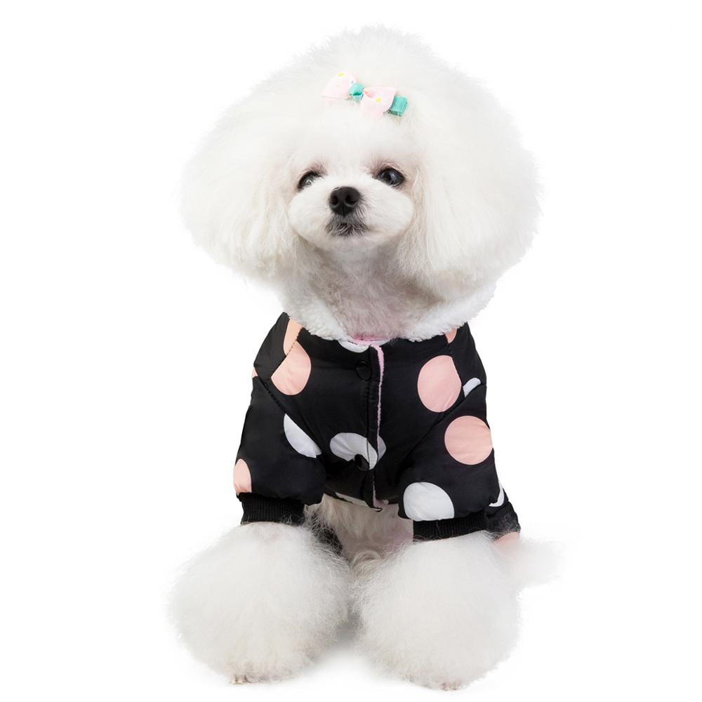 Winter Dog Clothes Hoodie Coat Big Polka Dot Cotton Coat Clothing Thicken Puppy Jacket Warm Clothes for Small Dogs - Image 2