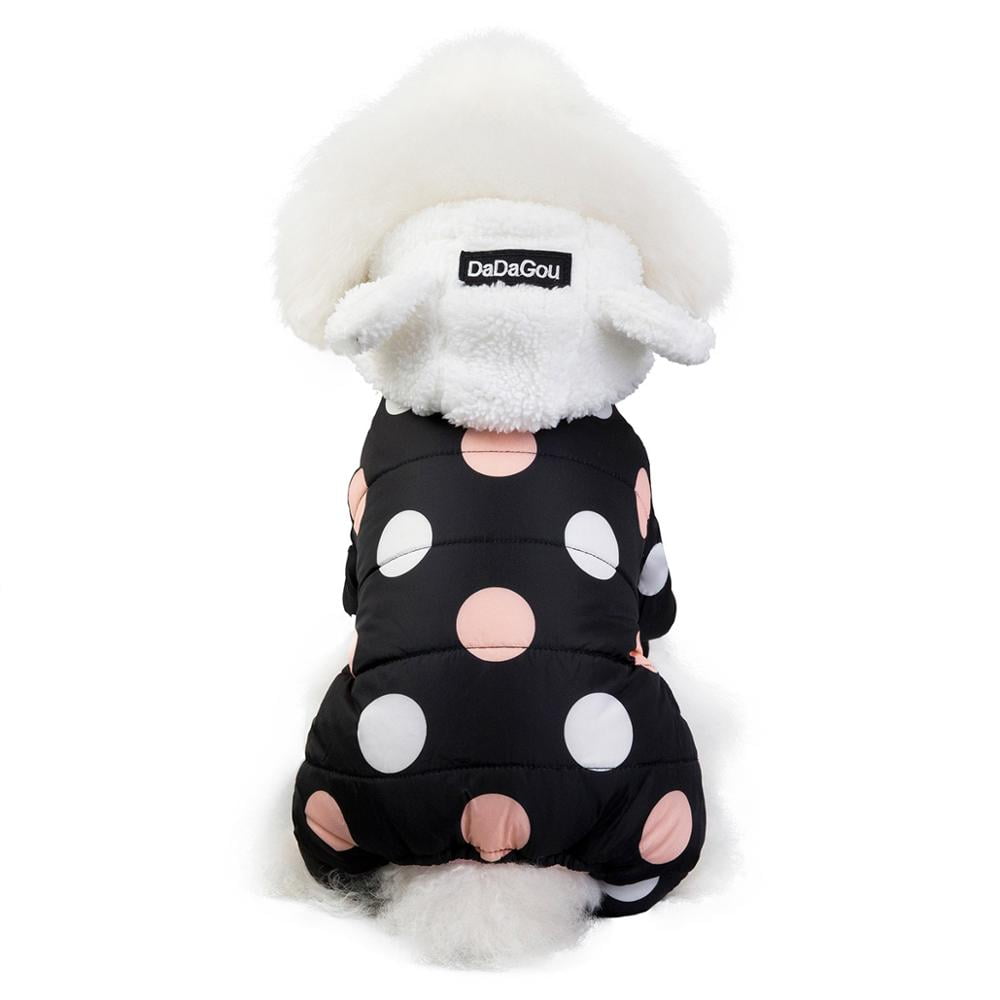 Winter Dog Clothes Hoodie Coat Big Polka Dot Cotton Coat Clothing Thicken Puppy Jacket Warm Clothes for Small Dogs - Image 3