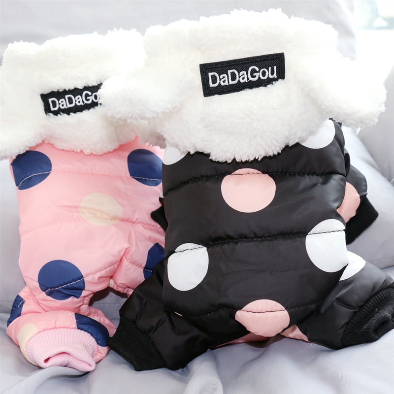 Winter Dog Clothes Hoodie Coat Big Polka Dot Cotton Coat Clothing Thicken Puppy Jacket Warm Clothes for Small Dogs - Image 4