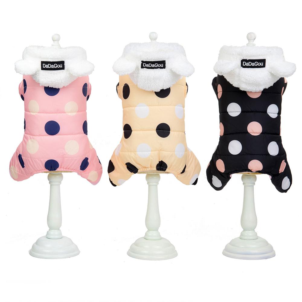 Winter Dog Clothes Hoodie Coat Big Polka Dot Cotton Coat Clothing Thicken Puppy Jacket Warm Clothes for Small Dogs - Image 6