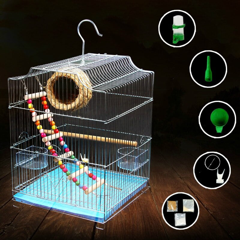 budgerigar bird cage large stainless steel electroplating cage starling brother Xuanfeng Peony wrought iron parrot cage - Image 4