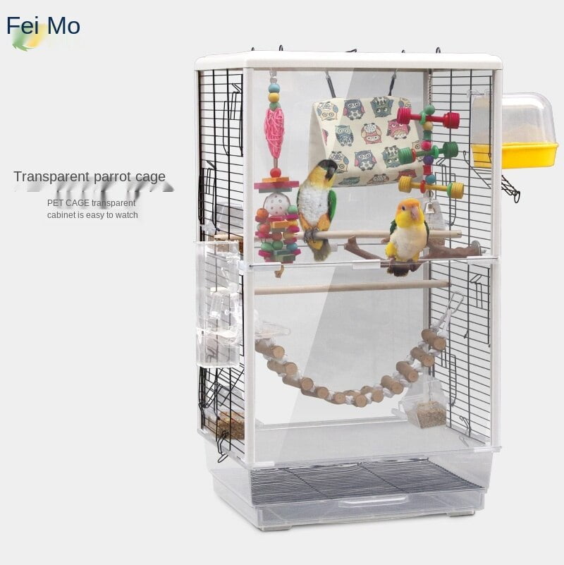 large watch peony tiger parrot cage large acrylic transparent bird cage bird cage decoration hammock tent nest - Image 2
