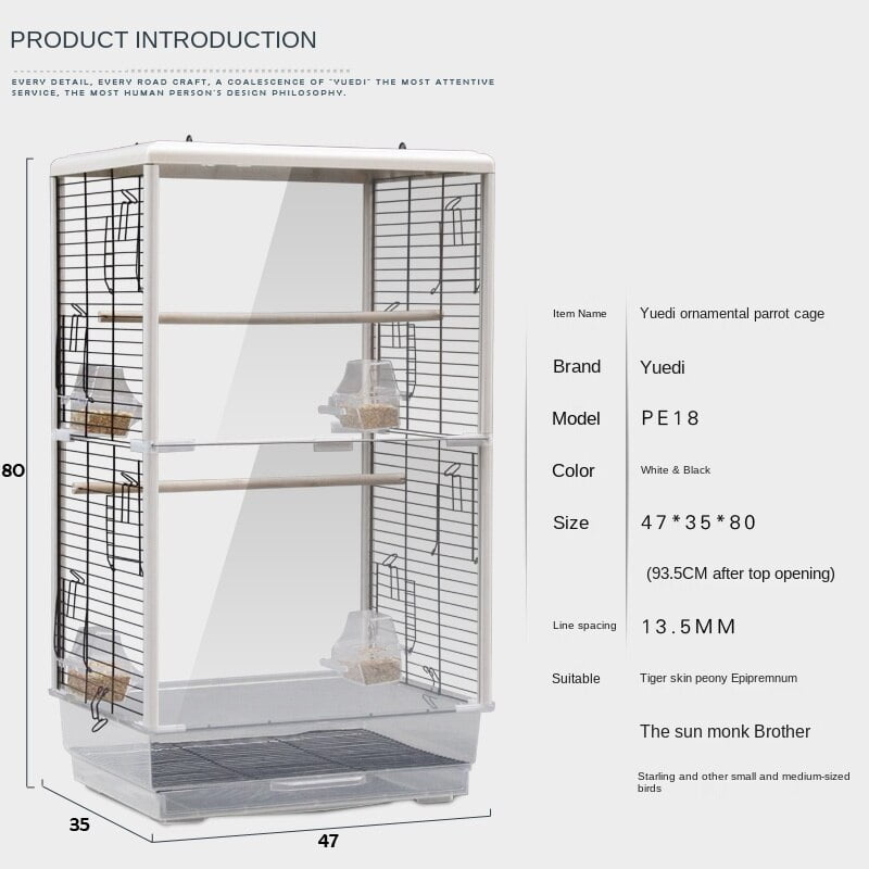 large watch peony tiger parrot cage large acrylic transparent bird cage bird cage decoration hammock tent nest - Image 3