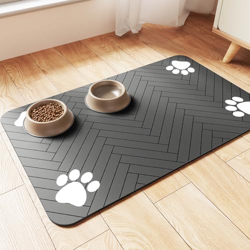 Pet Feeding Mat-Absorbent Pet Placemat for Food and...